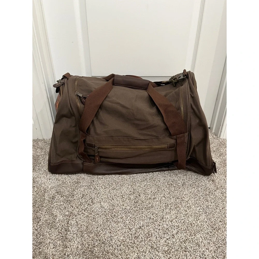 Marlboro Gear 2004 Brown Canvas Leather Trim Duffel Travel Bag NWT Vintage